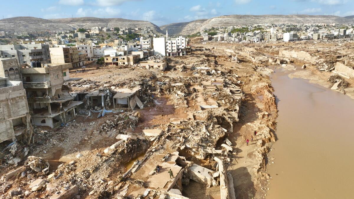Una vista aérea de la ciudad de Derna.